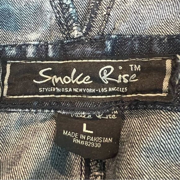 Smoke Rise Jeans Shortalls Overall Shorts Distressed Blue Denim Womens - Picture 7 of 10